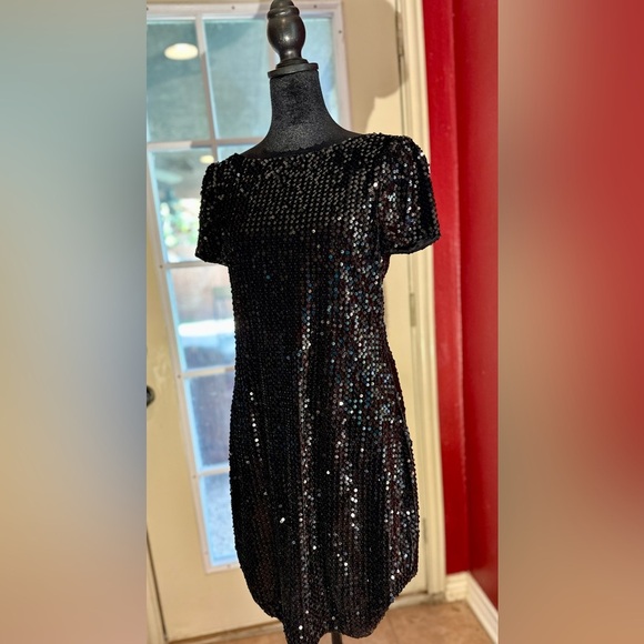 White House Black Market Black Sequin Chem, Style 570275634, Small, NWT - Picture 2 of 14